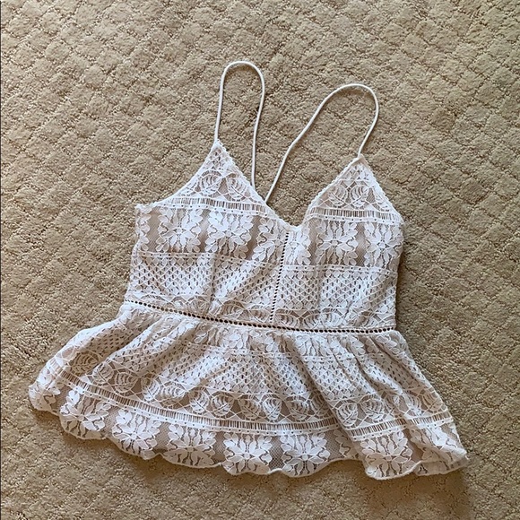 ALLSAINTS Peplum Lace Top in white - Picture 6 of 8